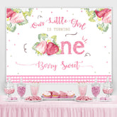 Unser Wurf Mädchen Ist drehen 1 Geburtstag Erdbeere Hintergrund